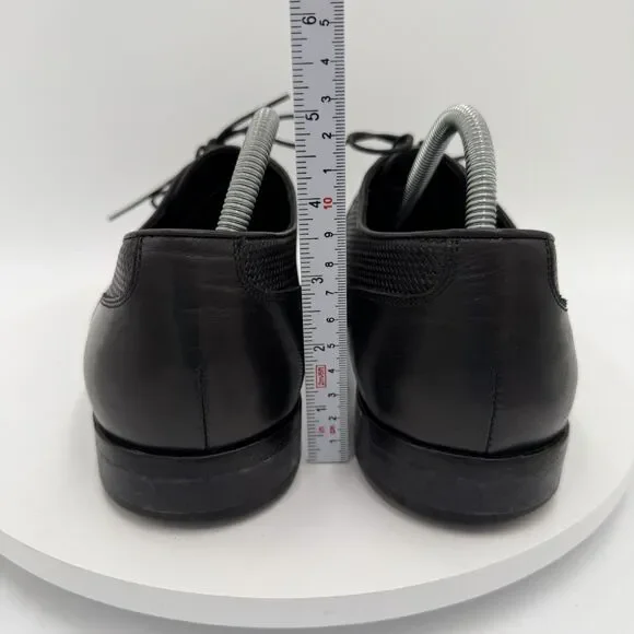 Hugo Boss Men’s 8 Black Leather Derby Wingtip Dress Shoes Woven Panels Lace-Up - Picture 5 of 8